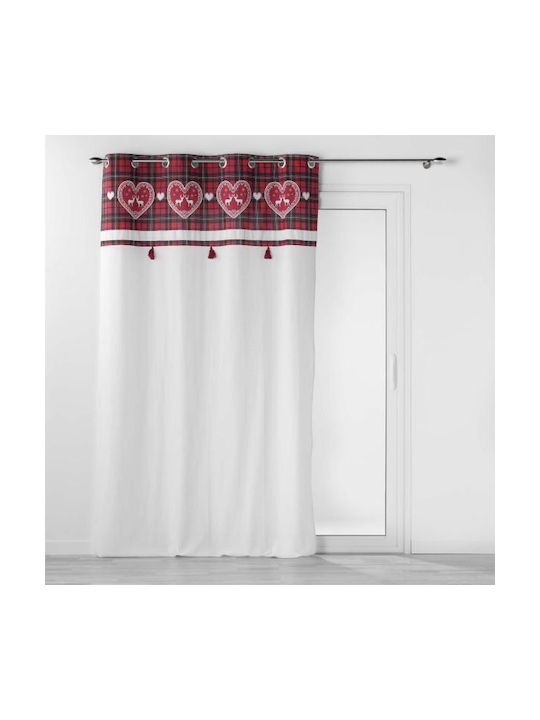 PanOikos Perdea Cu Capse Plaid Roșie 140x240cm
