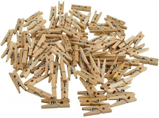 Set de 100 Cârlige de Rufe din Lemn Likesmart 6289 Mini Decorațiuni din lemn Ideale pentru Scrapbooking Maro