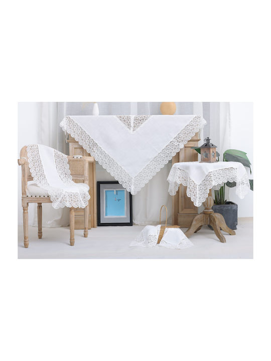 Liolios Home Runner Silk with Embroidery White 40x160cm