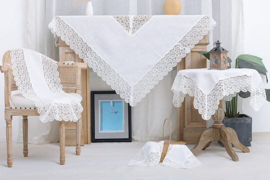 Liolios Home Ράνερ με Κέντημα White 40x160εκ.