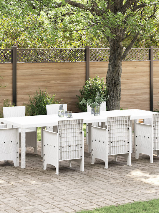 Τραπέζι Εξωτερικού Χώρου Rattan Λευκό 300x100x7...
