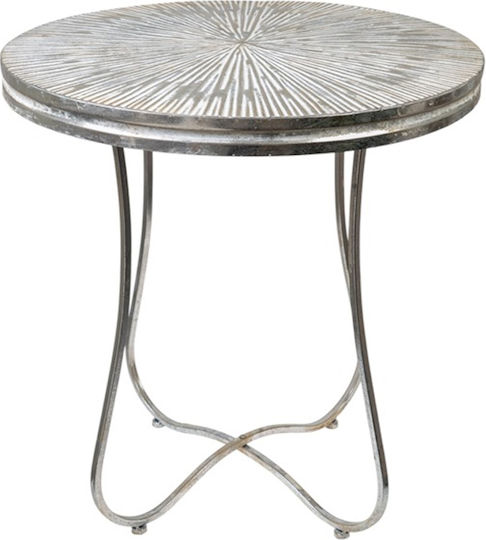 Round Metal Side Table Silver 60x60x65.5 cm