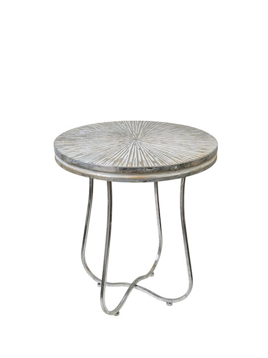 Masă Laterală Rotundă Metalică Argintie M50xL50xÎ56.5cm