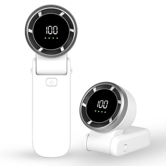 Mini Portable Fan A9 Led Display 5 Speeds Usb-c 5000mah Battery Silent Rechargeable White
