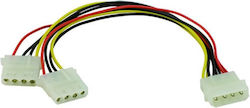 Power Cable Vcom 4pin Molex M To 2x 4pin Molex F 0.15m