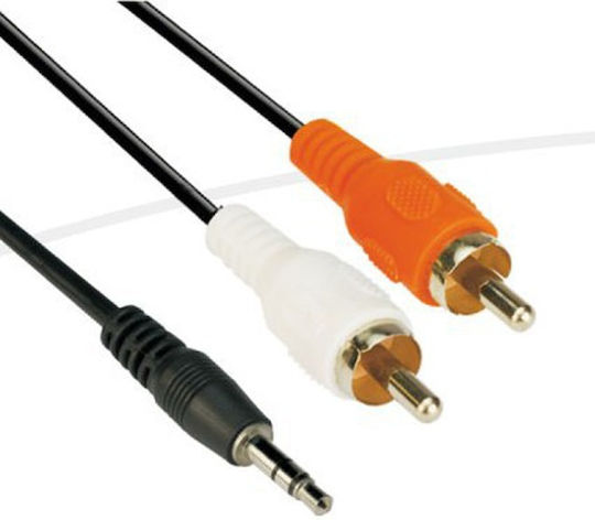 Vcom Cv212 Кабел 3.5 мм Жак Мъжки към 2x RCA Мъжки 5 м Черен
