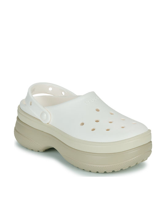 Crocs Classic Stacked Γυναικεία Σαμπό Λευκά