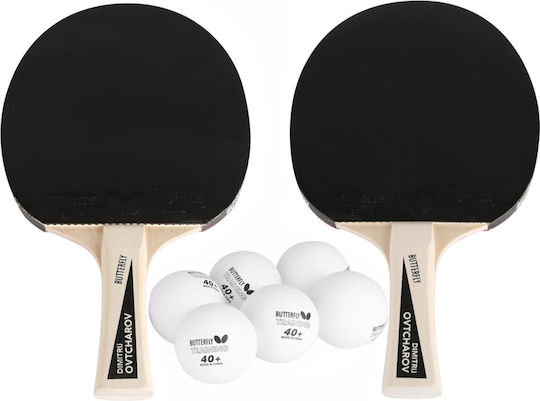 Butterfly Satz 2 Tischtennisschläger + 6 Bälle Dimitrij Ovtcharov