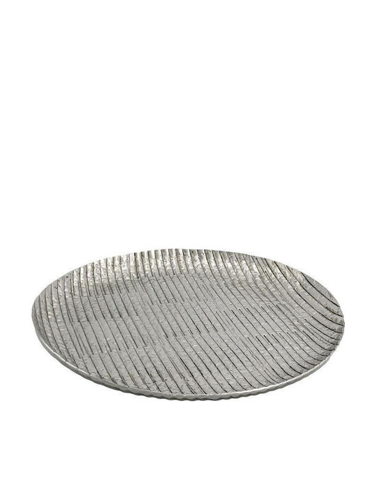 Fylliana Round Metallic Decorative Platter Fl7842 Silver 32x3cm