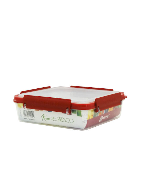 Viomes Microwave Plastic Lunch Box Burgundy 17.5x17.5cm