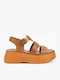 Women's Leather Platform Shoes Tabac Brown