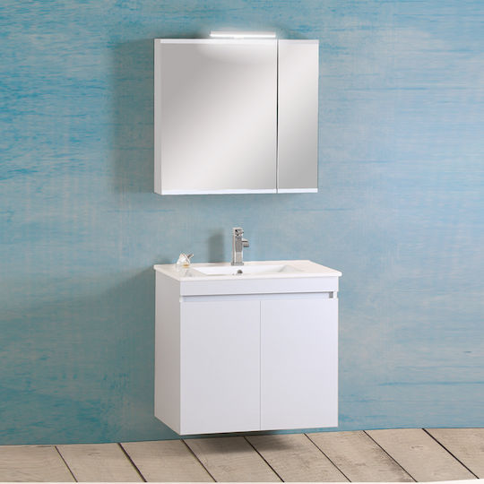 Pro Bagno Πάγκος με Νιπτήρα & Καθρέπτη Λευκό