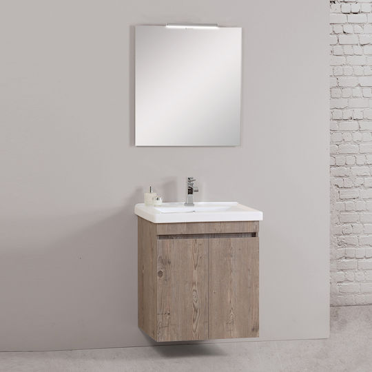 Pro Bagno Шкаф със Мивка & Огледало Сив