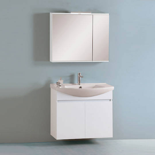 Pro Bagno Πάγκος με Νιπτήρα & Καθρέπτη Λευκό