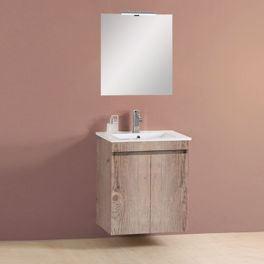 Pro Bagno Πάγκος με Νιπτήρα & Καθρέπτη Γκρι
