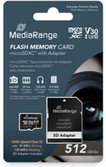 MediaRange microSDXC 512GB Class 10 100MB/s με αντάπτορα