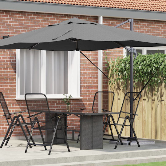 Garten- und Terrassen-Sonnenschirm Hängend Quadratisch Metall Grau 2,45x2,45xHöhe 2,6 m