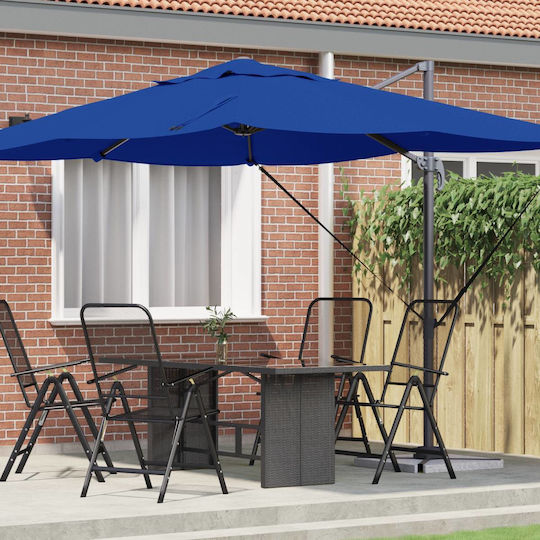 Garten & Terrassen Sonnenschirm Hängend Quadratisch Aluminium Blau mit Ständer 2.5x2.5m