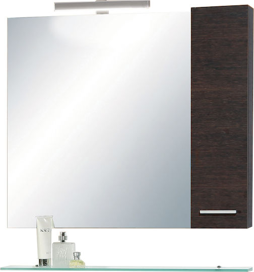 Pro Bagno Badezimmerspiegel LED aus Spanplatte mit Schrank 90x75cm