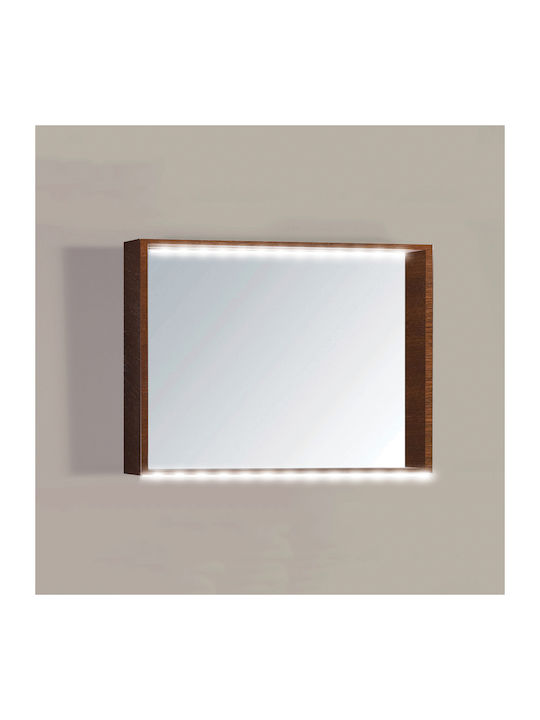 Pro Bagno Bathroom Mirror Led made of Particle Board 100x80cm Brown
