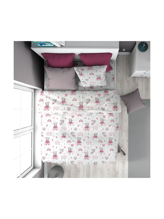 Dimcol Παιδικό Πάπλωμα Μονό White-pink 160x240εκ.