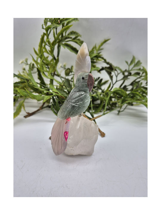 Handmade Carved Decorative Parrot With Natural Semi-Precious Stones
