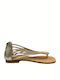 Women's Flat Sandals in Gold Color