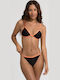 Bikini Set Triangle Top & Brazil Bottom Black & Orange