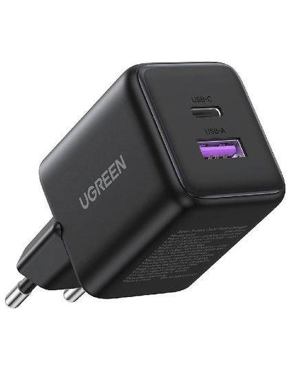 Ugreen Φορτιστής Χωρίς Καλώδιο GaN με Θύρα USB-A και Θύρα USB-C 30W Power Delivery Μαύρος (X516)