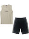 Set Barbatesc Fara Maneci Pantaloni Scurti Bej Us-1370