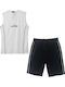 Set Barbatesc Fara Maneci Cu Pantaloni Scurti Alb Us-1370