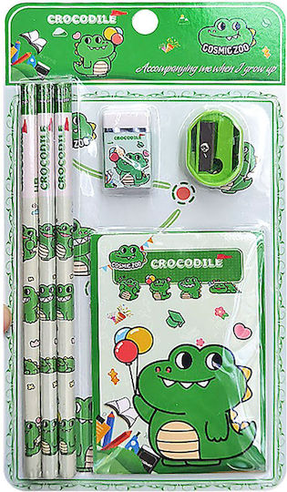 School Colouring Set 6pcs Crocodile 23x12cm Justnote 703445 1set 50-3425