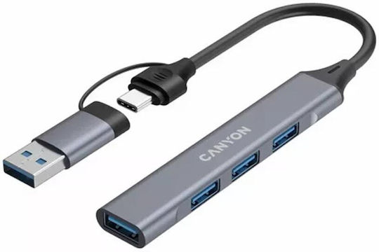 Canyon Hub 4 Θυρών USB 2.0 με σύνδεση USB-A Γκρι