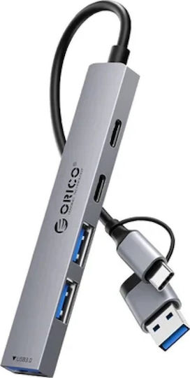 Orico Хъб 5 Порта USB 3.0 с Връзка USB-A / USB-C Сив