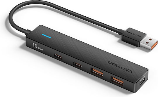 Vention USB 3.2 Хъб 5 порта с връзка USB-A и Зарядно Порт Черен