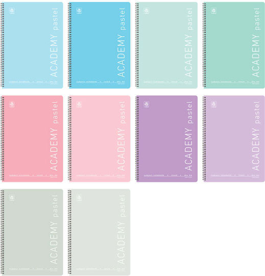 Typotrust Spiral Notebook Blank 60 Sheets 4 Subjects Academy Pastel 1pcs (Μiscellaneous Designs/Colors)