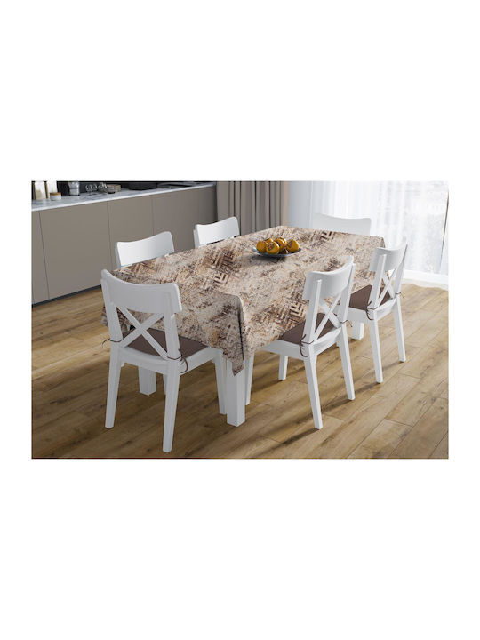 Dimcol Τραπεζομάντηλο Αλέκιαστο Σετ 2τμχ Skid Marks 472 Beige 140x140εκ.