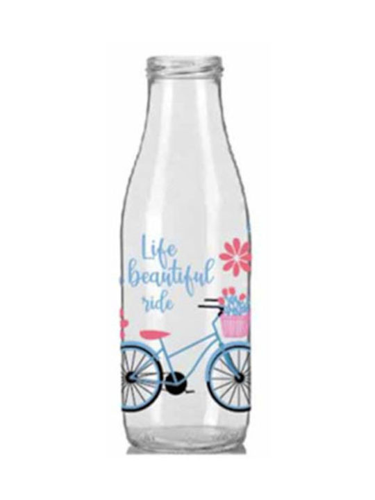 Homestyle Bottle Water Glass with Screw Cap Transparent 1000ml