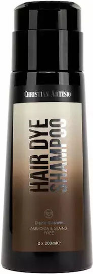 Hair Dye Shampoo 400ml – Dark Brown Easy Instant Grey Coverage Ideal for Men + Women