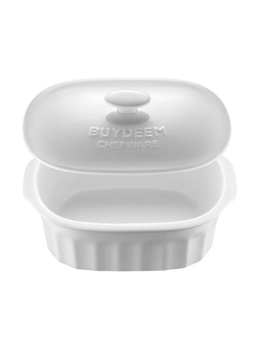 Buydeem Rectangular Heat-Resistant Cookware Ceramic with Lid 25x33.5cm