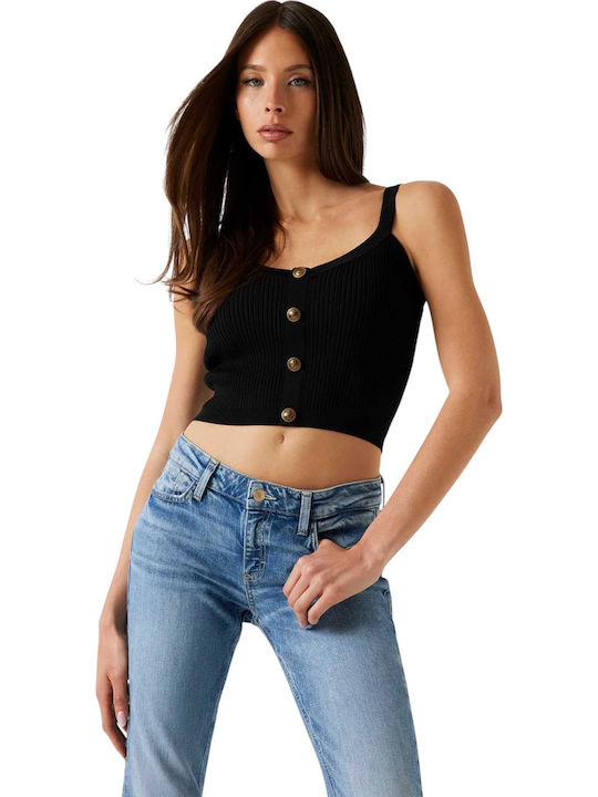 Γυναικείο Crop Top Αμάνικο Μαύρο