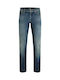 Men's Elastic Jeans Pants with Regular Straight Fit Blue Denim