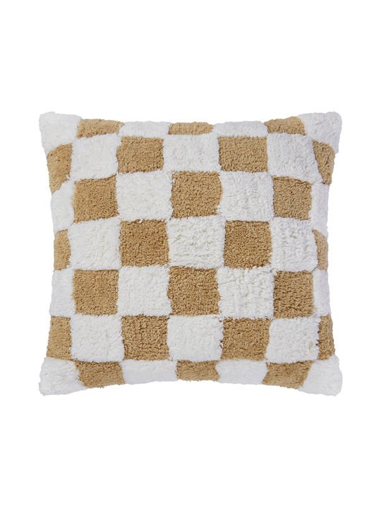 Butlers Checker Style Sofa Cushion Made of Velvet Brown 50x50cm