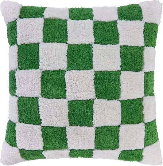 Butlers Μαξιλάρι Καναπέ Checker Style από Βελούδο Πράσινο 50x50εκ.
