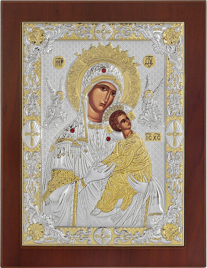 Εικόνα Παναγία Αμόλυντος Ασήμι 925 18x22cm Ma/e1815bx