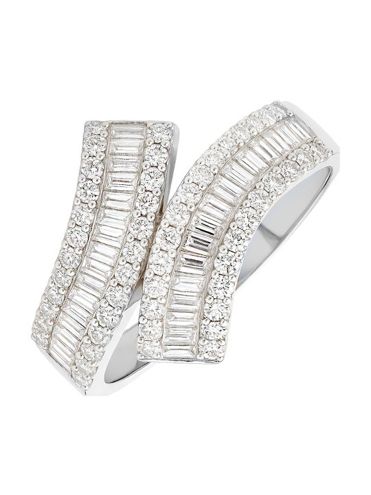 Xrisokosmima Ring with Zircon made of White gold 14K