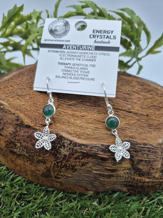 Silver Plated Women's Pendant Earrings Green Aventurine – Natural Beauty & Positive Energy
