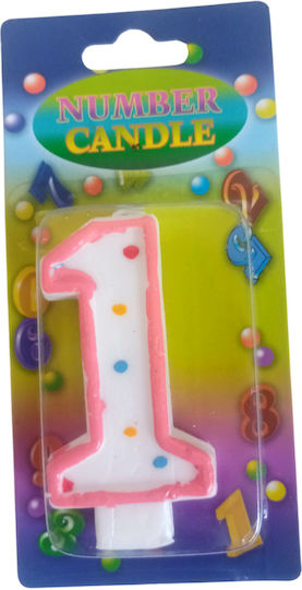 Kokoracostume Birthday Candle Number "1" in Pink Color