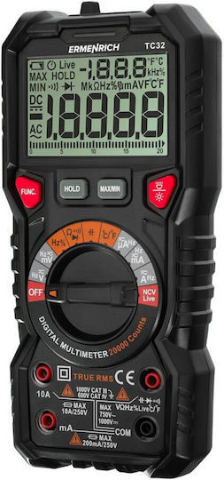 Ermenrich Ψηφιακό Πολύμετρο True RMS με Μέτρηση AC / DC