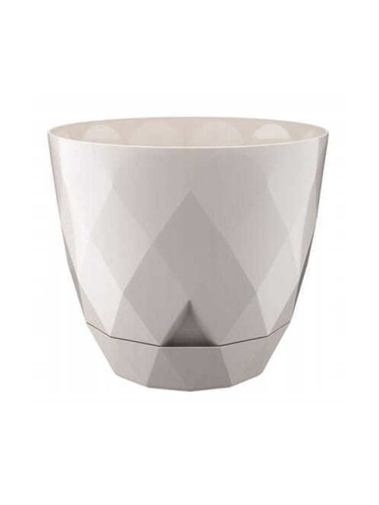 Galicja Γλάστρα Πλαστική Beige με Πιάτο 19.5x22εκ.